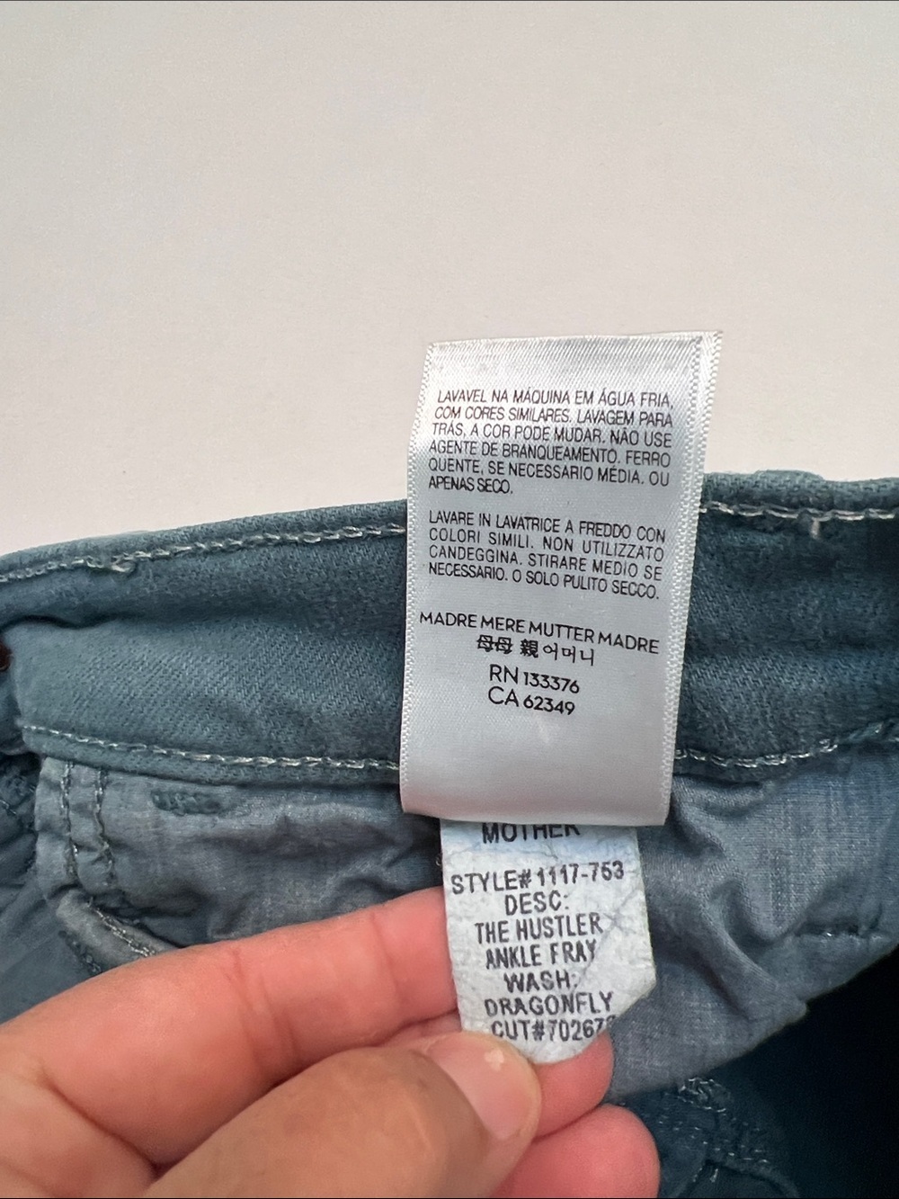 MOTHER DENIM THE HUSTLER ANKLE FRAY IN PLAY DATE GREEN WASH SIZE 28 - Picture 10 of 16